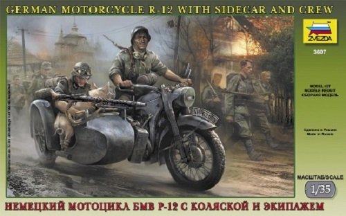 Zvezda 3607 Moto allemande R-12 avec side-car et équipage (1/35)