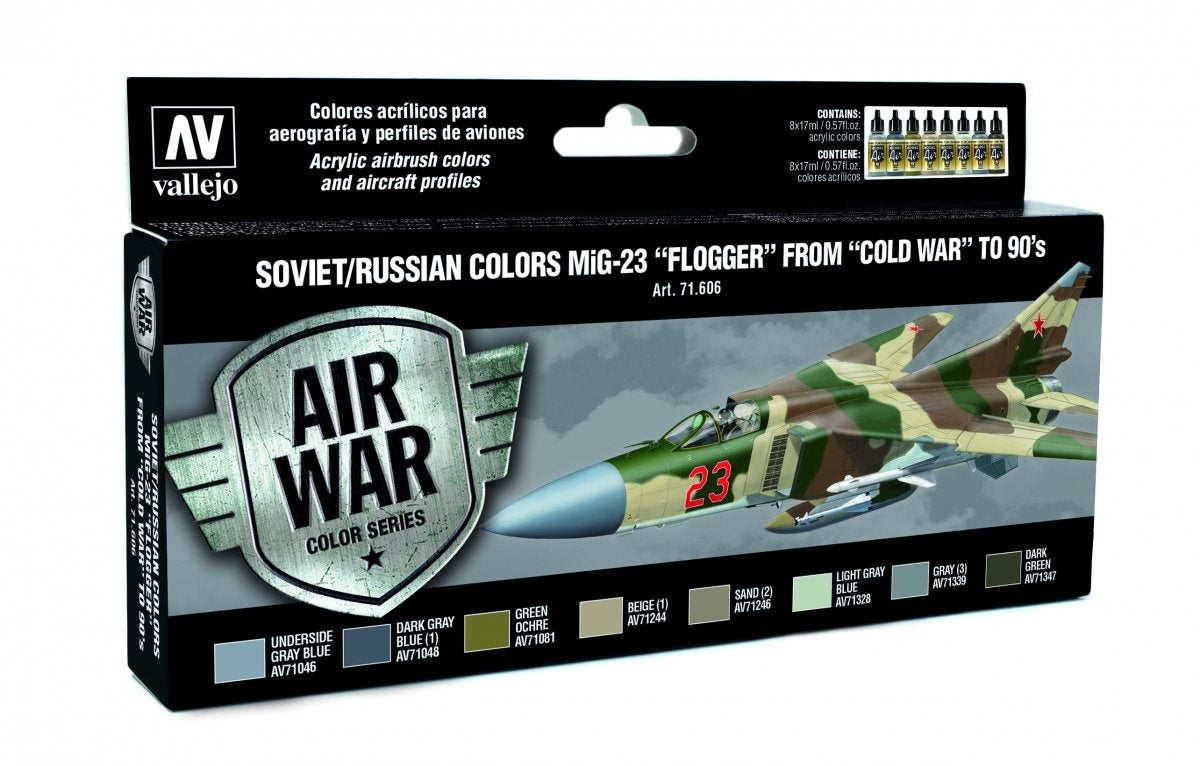 Vallejo 71606 Couleurs soviétiques/russes MiG-23 Flogger des années 1970 à 1990 jusqu&amp;#39;à aujourd&amp;#39;hui 8x17 ml6