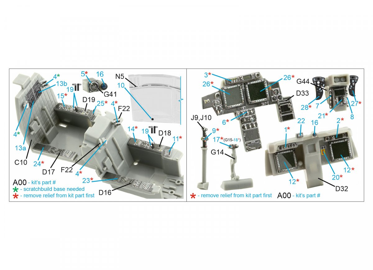 Intérieur imprimé en 3D et coloré sur papier décalcomanie Quinta Studio QDS-48362 AH-64D (Hasegawa) (Petite version) 1/48 – image 2