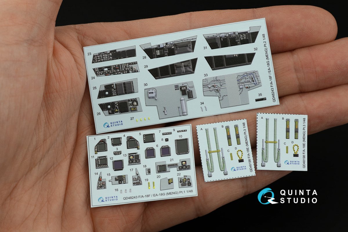 Intérieur imprimé en 3D et coloré sur papier décalcomanie pour F/A-18F tardif / EA-18G (Meng) de Quinta Studio QD48243 (Meng) 1/48 – Bild 9
