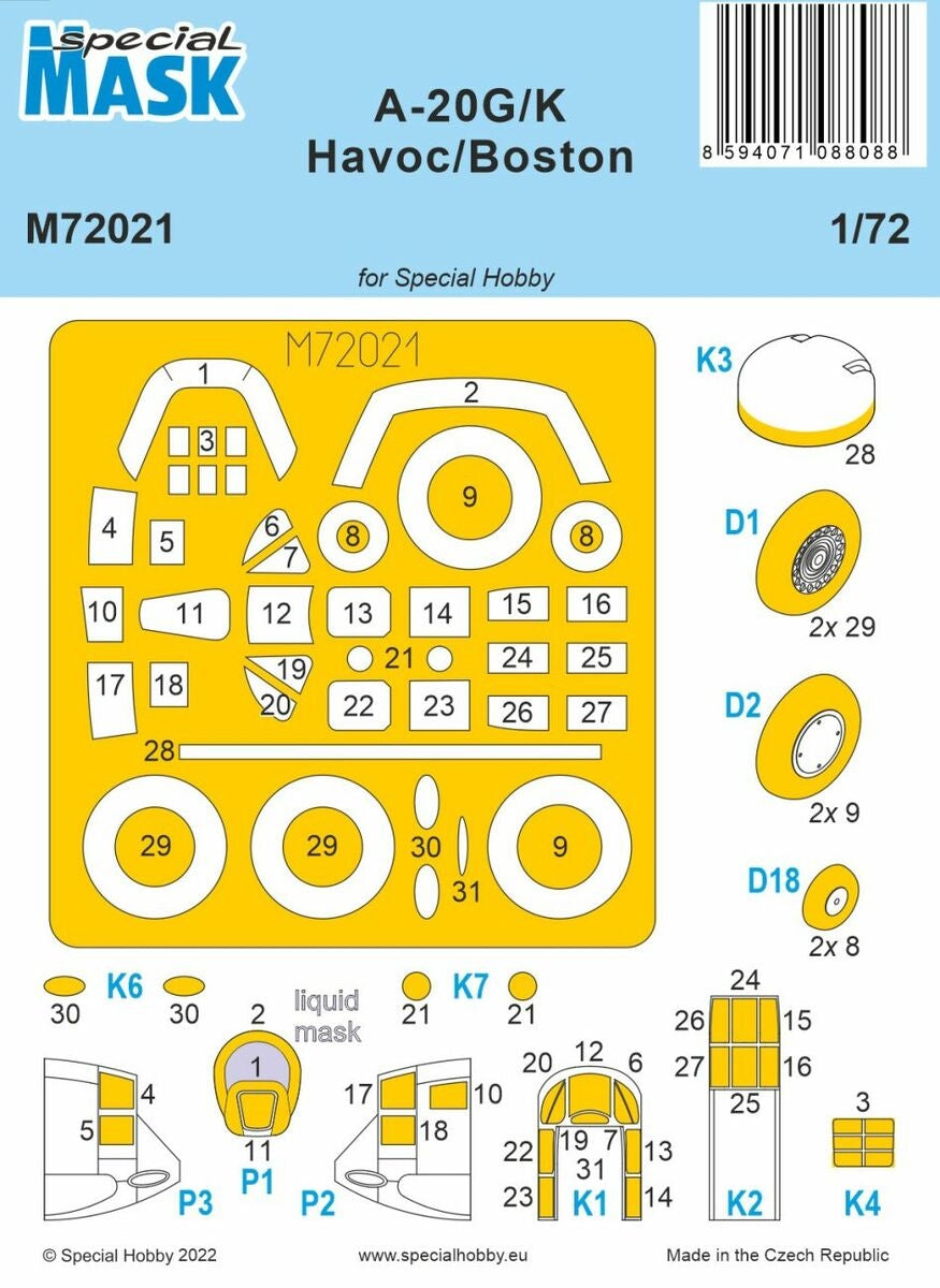 Maquette Special Hobby M72021 A-20 G/K Havoc/Boston (pour Special Hobby) au 1/72