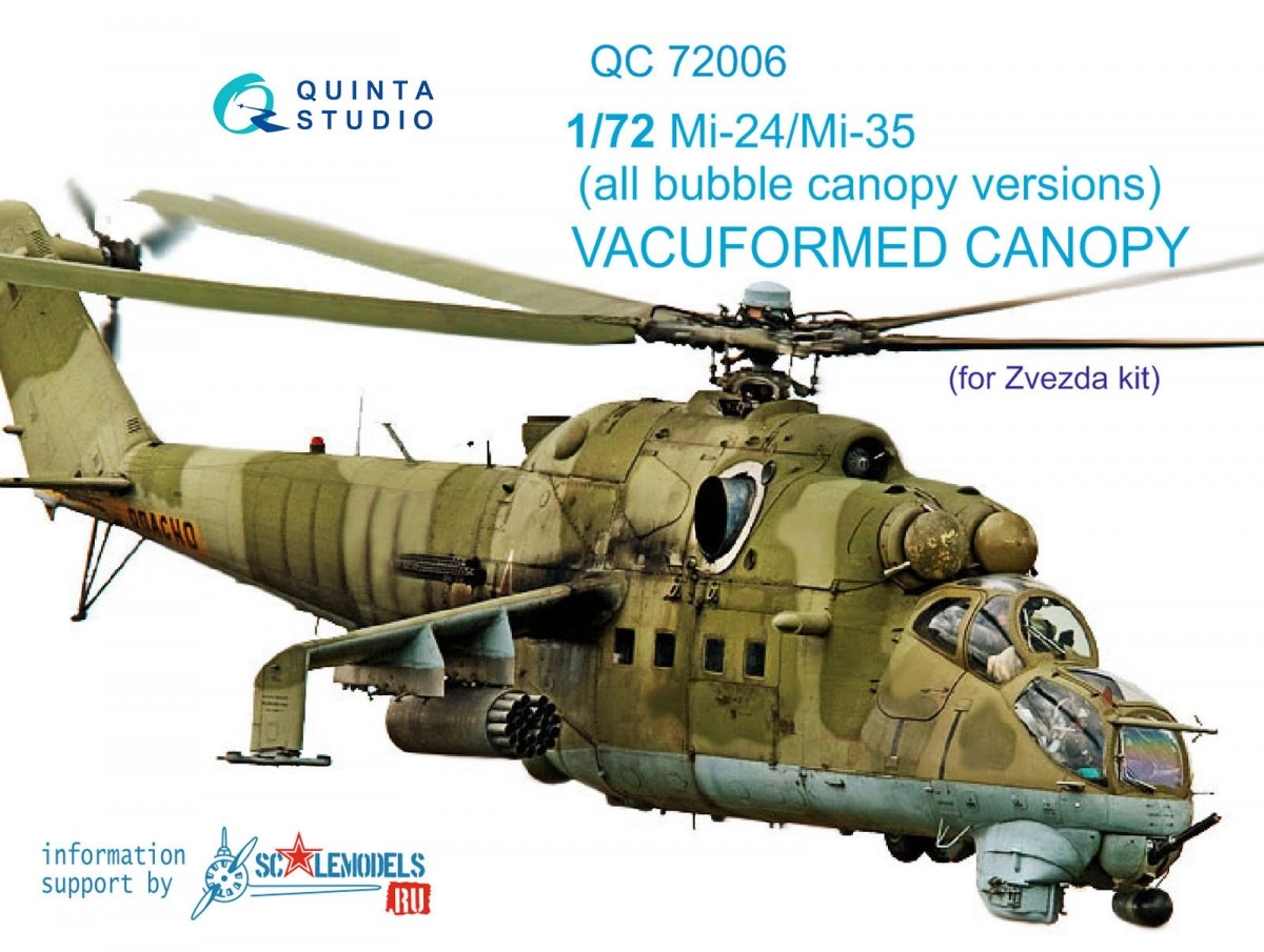 Quinta Studio QC72006 Mi-24/35, verrière transparente thermoformée (pour maquette Zvezda) 1/72