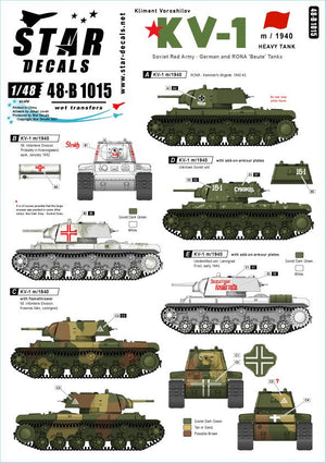 Star Decals 48-B1015 KV-1 m/1940 Char lourd 1/48