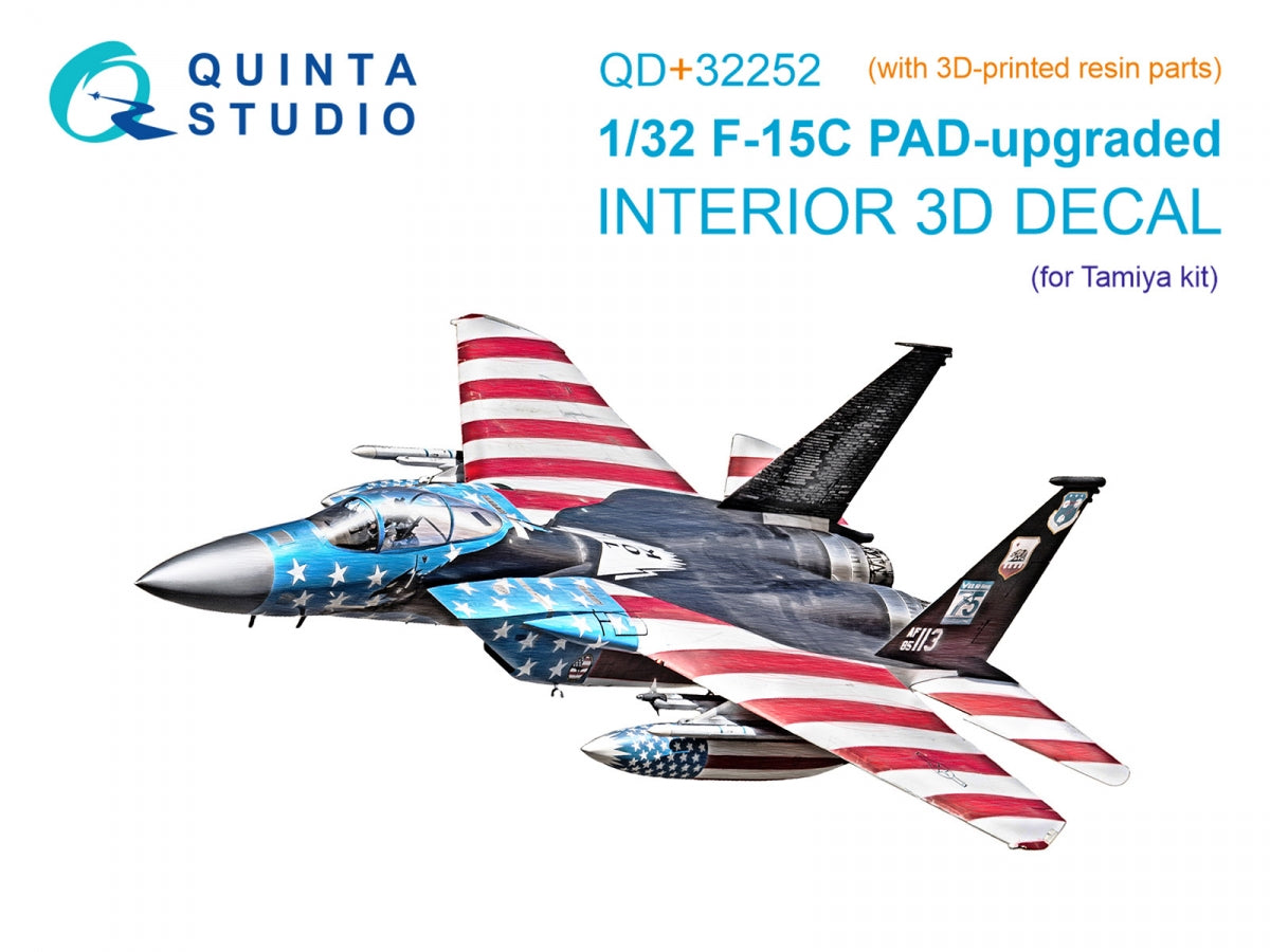 Quinta Studio QD+32252 F-15C PAD - Intérieur imprimé en 3D et coloré, amélioré et décoré (Tamiya) (avec pièces en résine imprimées en 3D) 1/32