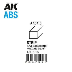 AK Interactive AK6715 STRIPS 0.75 X 2.00 X 350MM – ABS STRIP – 10 UNITS PER BAG – zdjęcie 2
