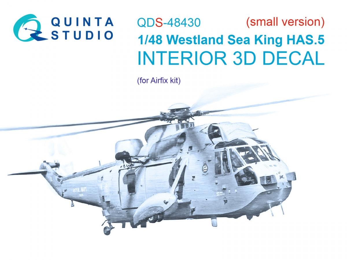 Intérieur imprimé en 3D et coloré sur papier décalcomanie Quinta Studio QDS-48430 Westland Sea King HAS.5 (Airfix) (Petite version) 1/48