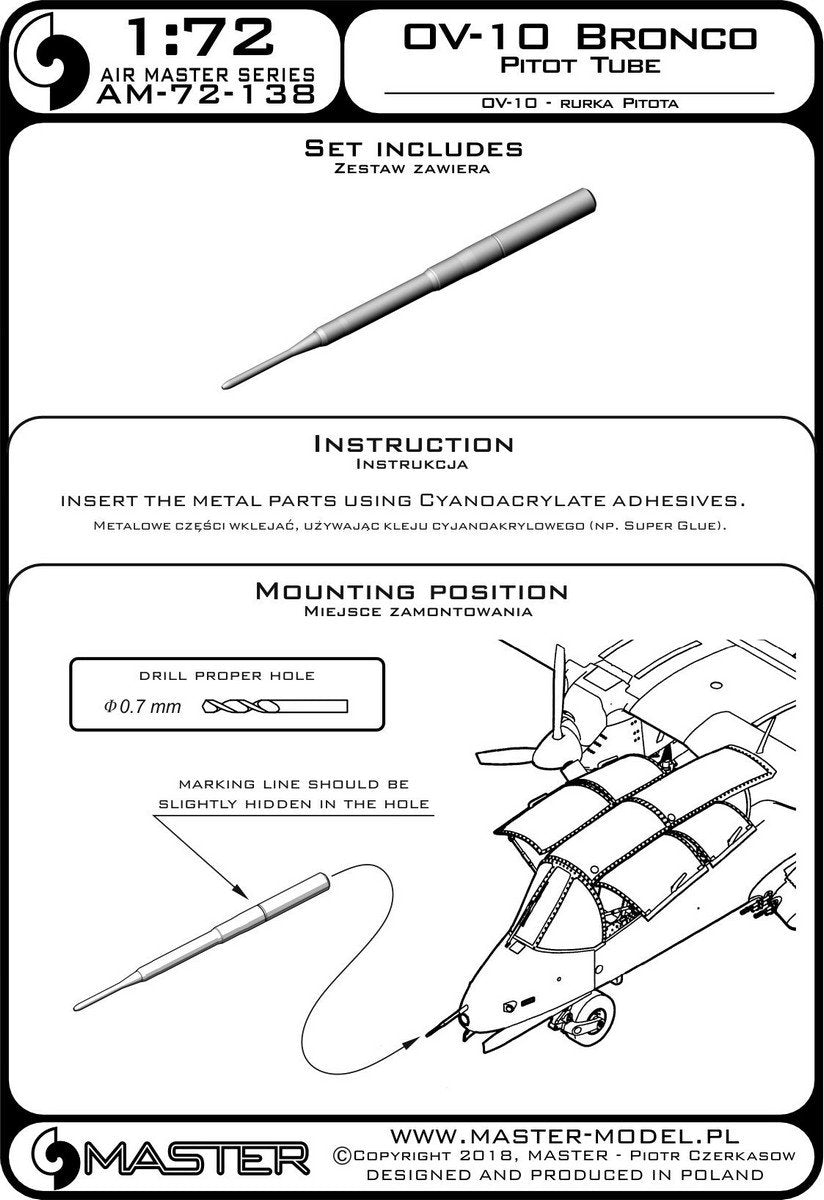 Master AM-72-138 OV-10 Bronco – Tube de Pitot (1/72) – image 3