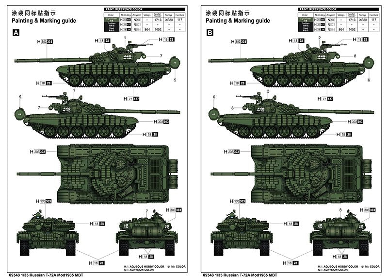 Trumpeter 09548 Char de combat principal russe T-72A Mod1985, échelle 1/35 – immagine 3