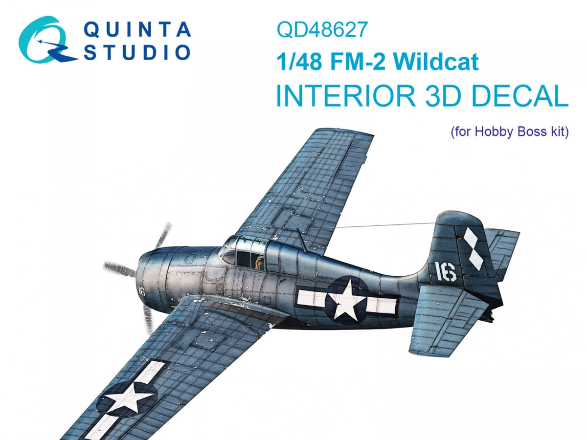 Quinta Studio QD48627 FM-2 Wildcat 3D-Printed &amp; coloured Interior on decal paper (Hobby Boss) 1/48