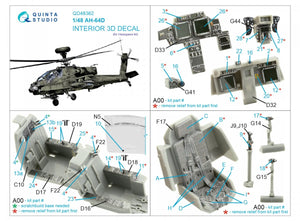Intérieur imprimé en 3D et coloré sur papier décalcomanie Quinta Studio QD48362 AH-64D (Hasegawa) 1/48  – Bild 2