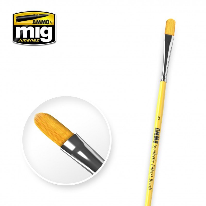 MUNITIONS de Mig Jimenez 8596 6 BROSSE FILBERT SYNTHÉTIQUE