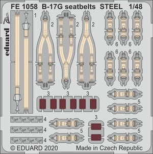 Ceintures de sécurité Eduard FE1058 B-17G en acier, échelle 1/48 HKM