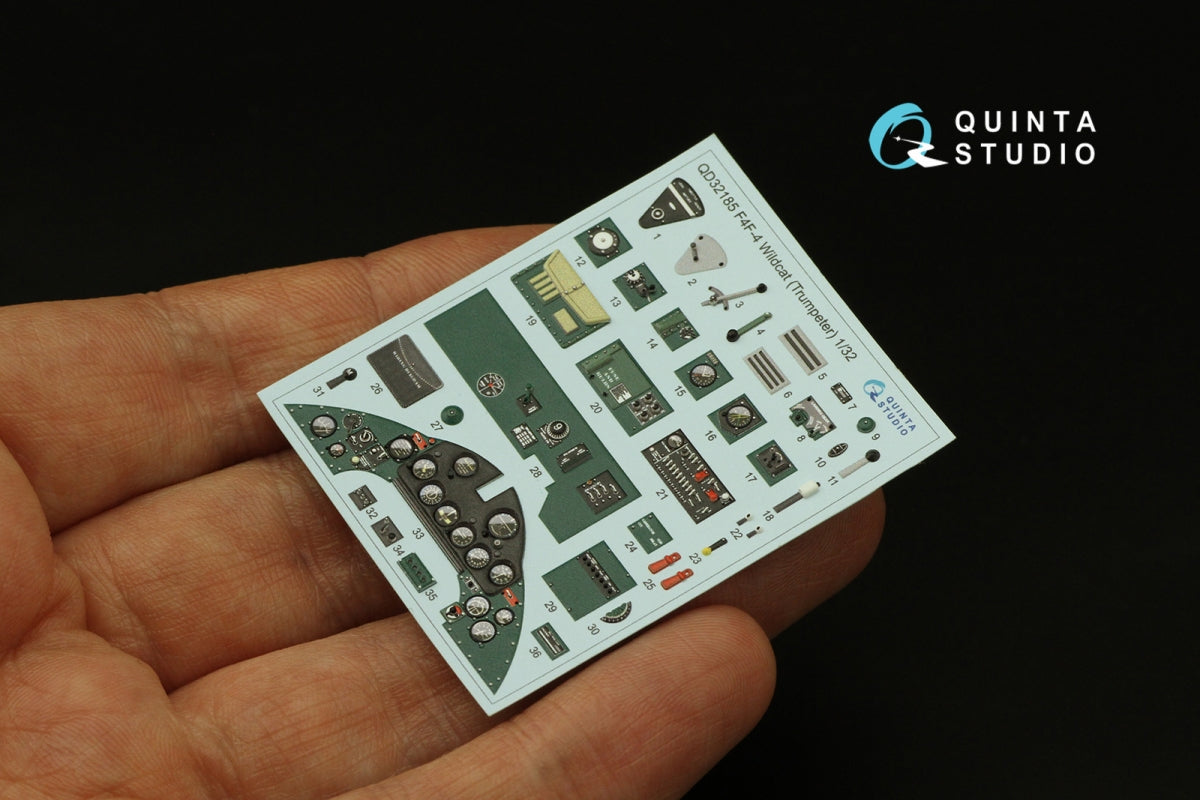 Intérieur coloré imprimé en 3D sur papier décalcomanie pour F4F-4 Wildcat (Trumpeter) de Quinta Studio QD32185, échelle 1/32 – Bild 3