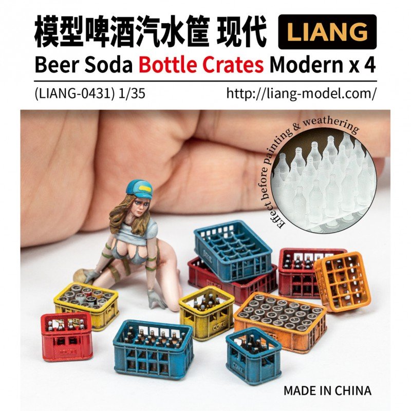 Liang 0431 Caisses modernes pour bouteilles de bière et de soda x 4 1/35