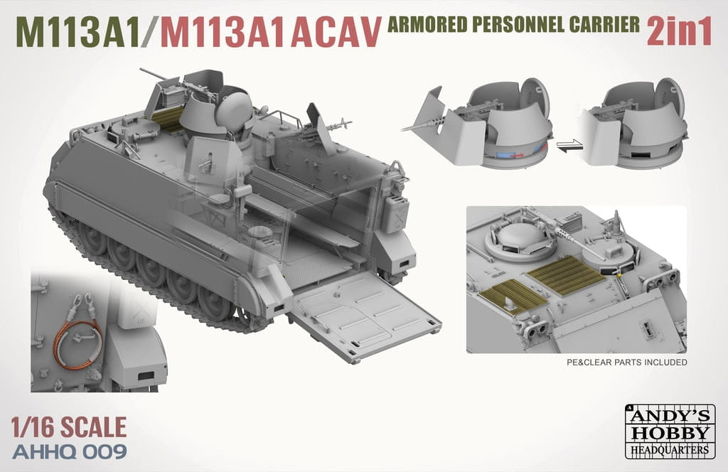 Andy&amp;#39;s Hobby Headquarters AHHQ-009 Kit M113A1 / M113A1 ACAV 2 en 1 1/16 – immagine 3