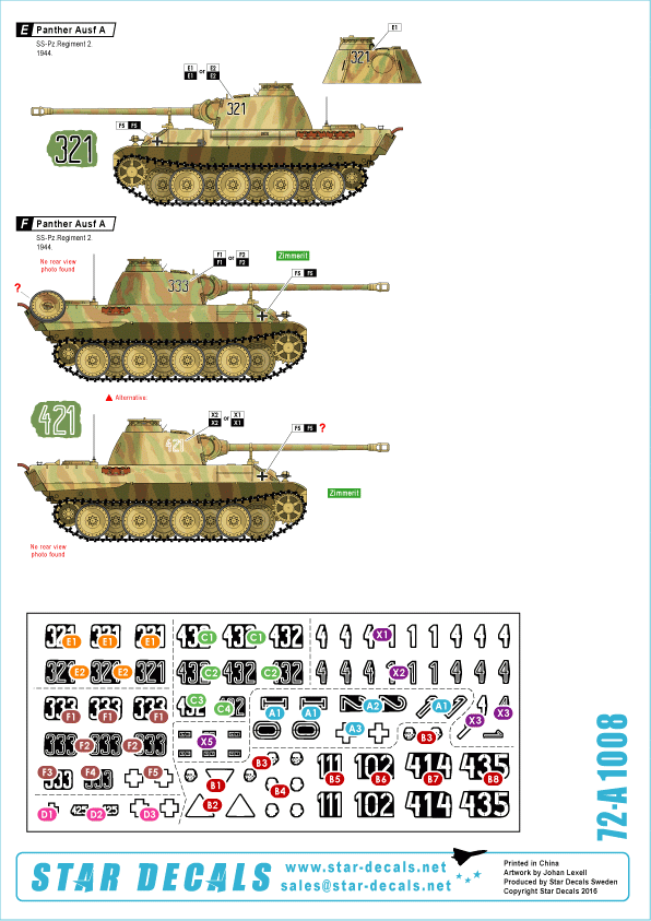 Star Decals 72-A1008 SS-Panthères (2) SS-Das Reich et 3. SS-Totenkopf. 1/72 – immagine 2