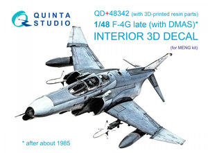 Quinta Studio QD+48342 F-4G tardif Intérieur imprimé en 3D et coloré sur papier décalcomanie (Meng) (avec pièces en résine imprimées en 3D) 1/48