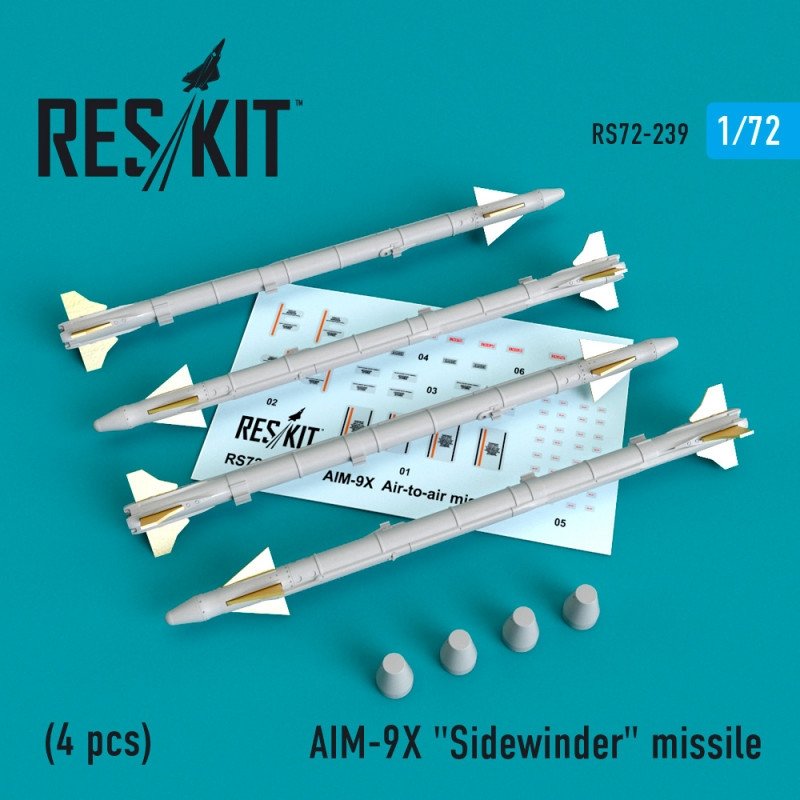 RESKIT RS72-0239 AIM-9X "Sidewinder" missile (4 PCS) 1/72