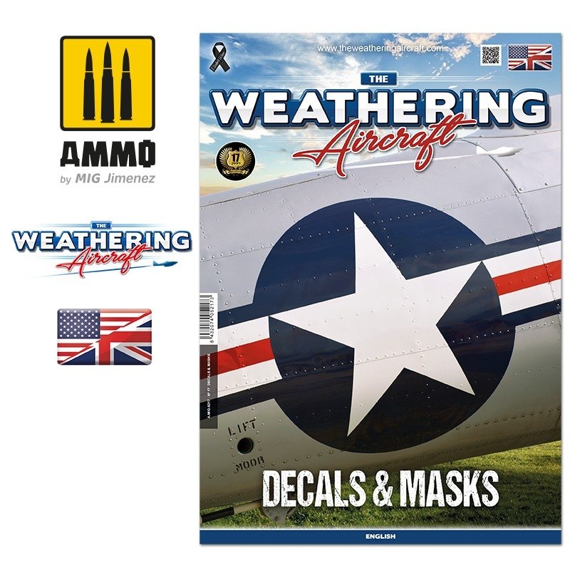 AMMO de Mig Jimenez 5217 The Weathering Aircraft Numéro 17. DÉCALCOMANIES ET MASQUES (Anglais)
