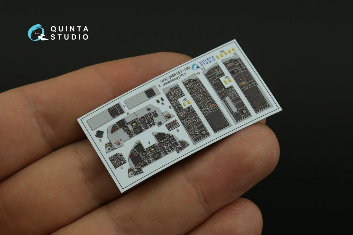 Intérieur coloré imprimé en 3D pour F-15D (Quinta Studio QD48415) sur papier décalcomanie (Academy) à l&amp;#39;échelle 1/48 – Bild 5