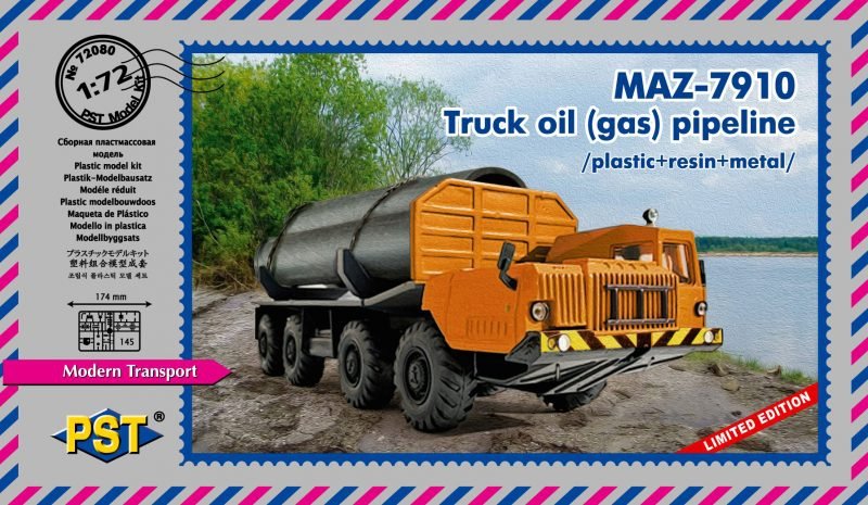 PST 72080 MAZ 7910 - Pipeline de pétrole (gaz) pour camions 1/72