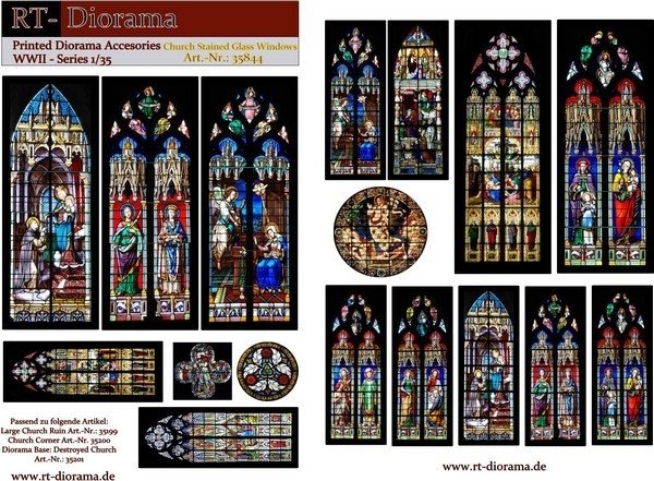 Accessoires imprimés RT-Diorama 35844 : Vitraux d’église 1/35