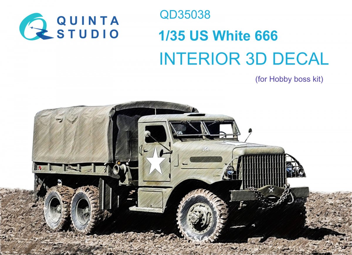 Quinta Studio QD35038 US White 666 3D-Printed & coloured Interior on decal paper (Hobby Boss) 1/35