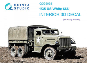 Intérieur imprimé en 3D et coloré sur papier décalcomanie Quinta Studio QD35038 US White 666 (Hobby Boss) 1/35