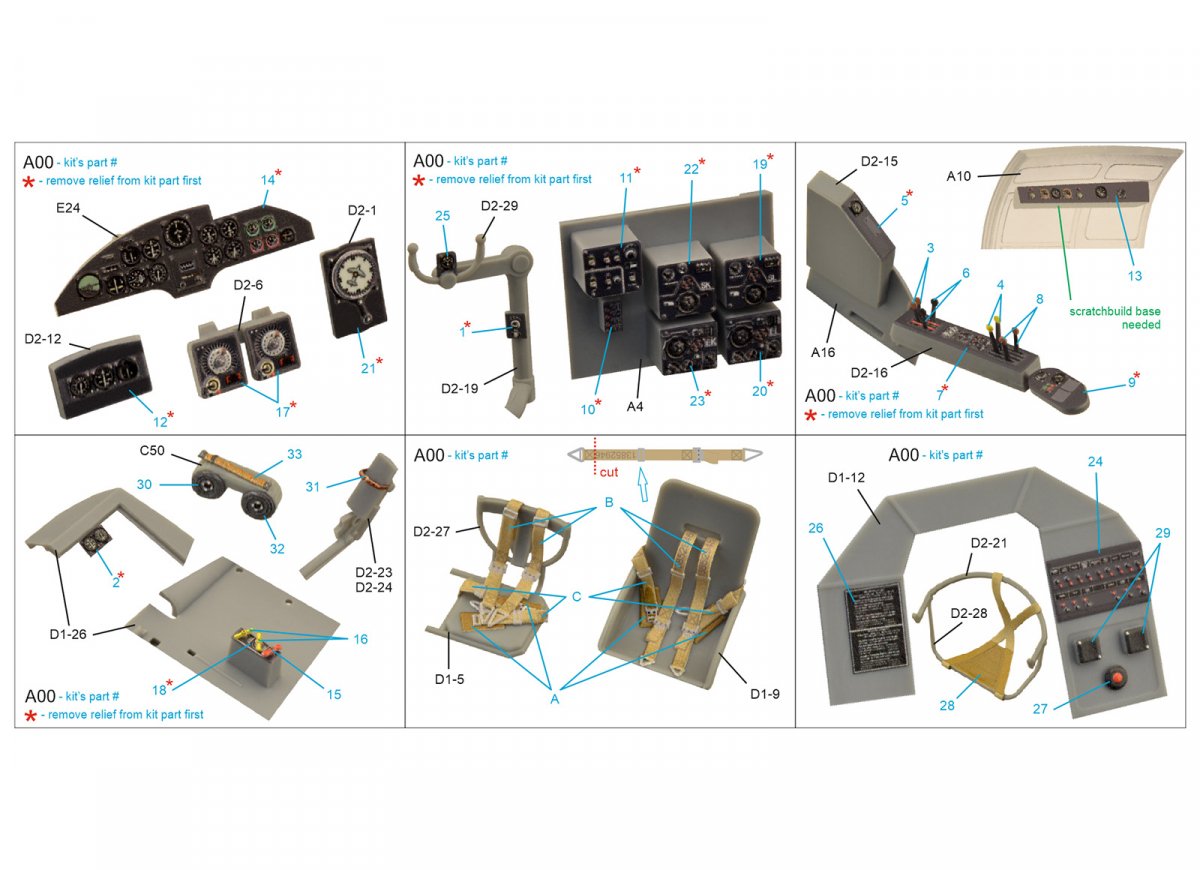 Intérieur imprimé en 3D et coloré sur papier décalcomanie (ICM) Quinta Studio QD48266 He 111H-3/H-6 1/48 – immagine 2