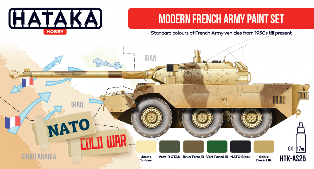 Coffret de peinture Hataka HTK-AS25 Armée française moderne (6 x 17 ml)