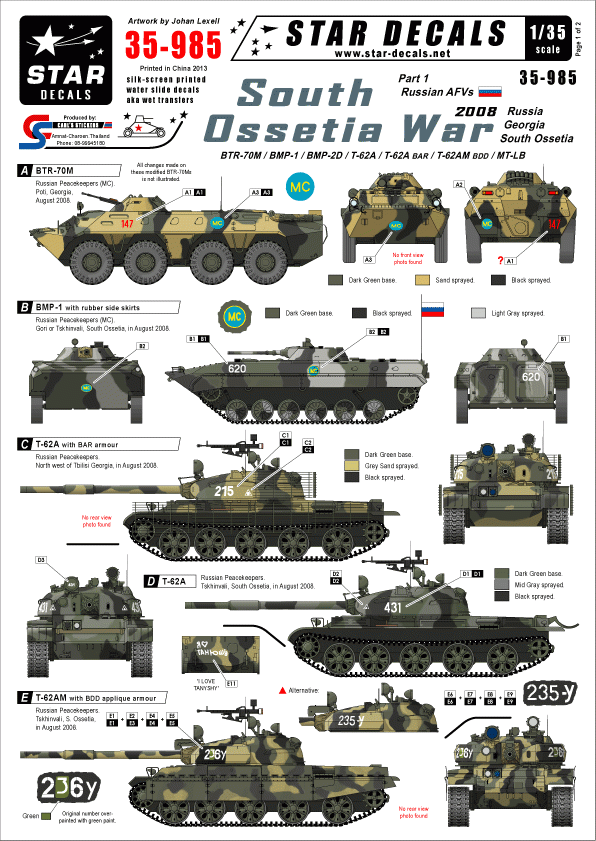Star Decals 35-985 Guerre d'Ossétie du Sud 2008 1/35