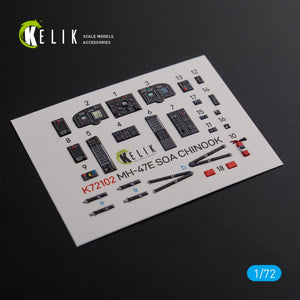 Décalcomanies 3D intérieures KELIK K72102 MH-47E pour maquette Italeri au 1/72