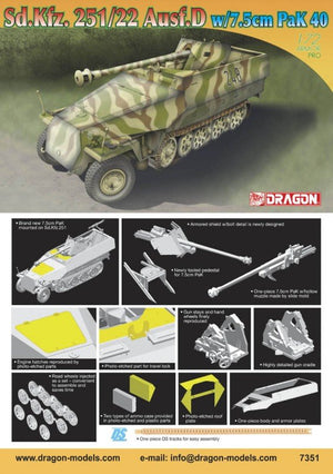 Dragon 7351 SdKfz.251/22 Ausf.D avec paquet de 7,5 cm, 1/72 (1/72) – immagine 2