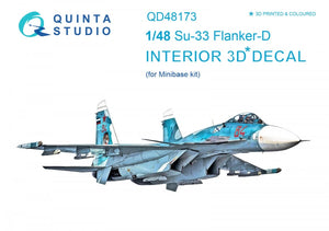 Intérieur imprimé en 3D et coloré sur papier décalcomanie Quinta Studio QD48173 Su-33 (pour kit Minibase) 1/48