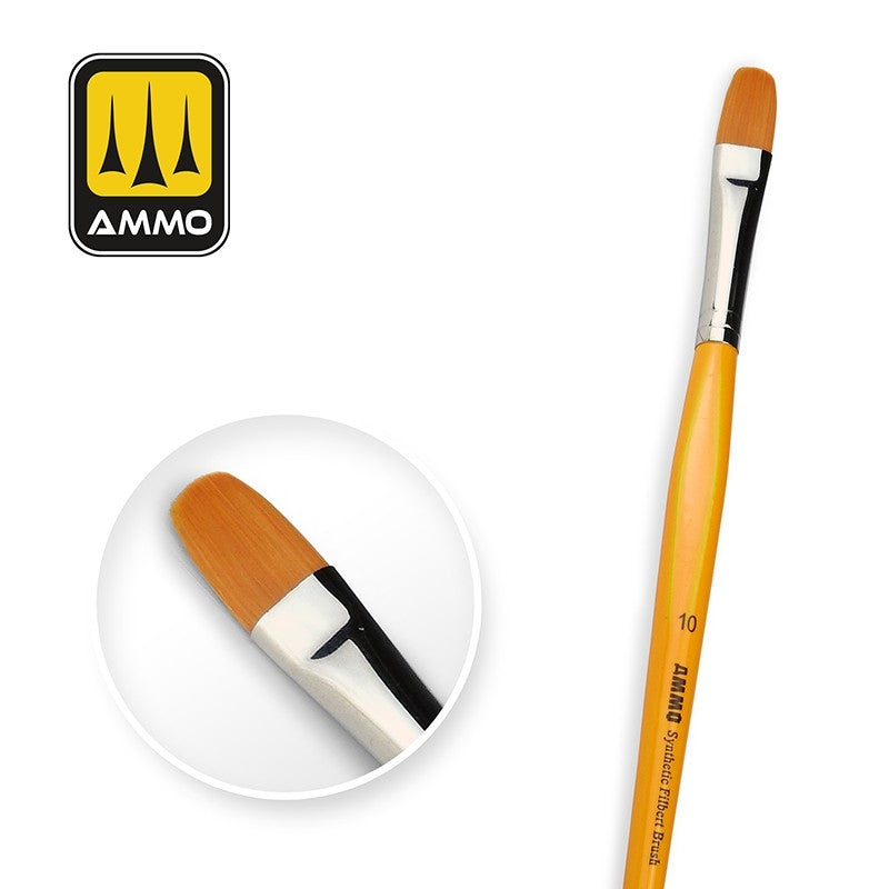 AMMO par Mig Jimenez 8589 10 Pinceau synthétique en forme de langue de chat avec manche en T