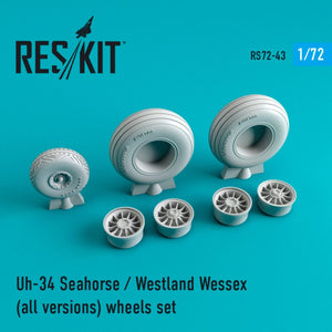 RESKIT RS72-0043 UH-34 SEAHORSE/WESTLAND WESSEX (TOUTES VERSIONS) JEU DE ROUES 1/72