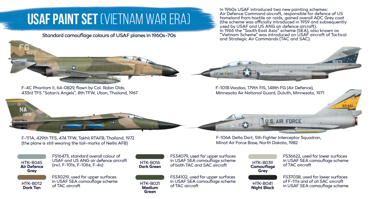 Hataka HTK-BS09 Ensemble de peinture USAF de l&amp;#39;époque de la guerre du Vietnam 6x17 ml – image 2