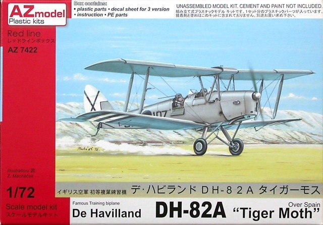 Az Model AZ7422 De Havilland D82A Tiger Moth Over Spain 1/72