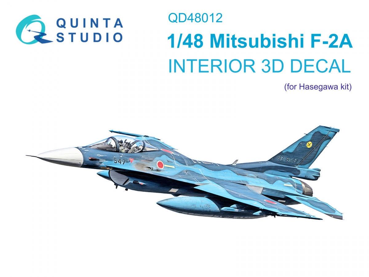 Intérieur coloré imprimé en 3D sur papier décalcomanie Quinta Studio QD48012 Mitsubishi F-2A (Hasegawa) 1/48