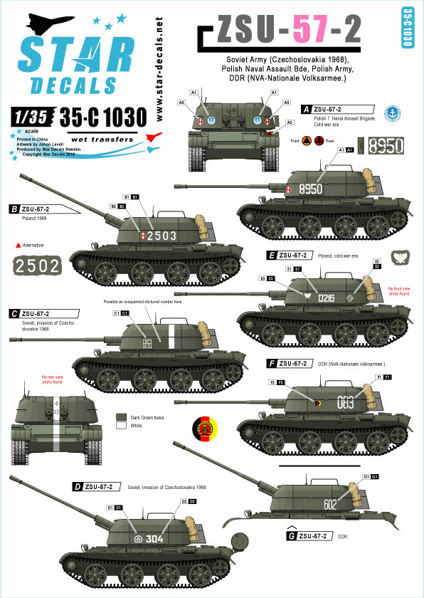 Décalcomanies Star Decals 35-C1030 ZSU-57-2 1/35