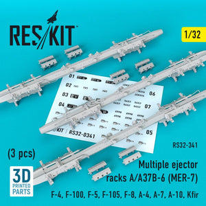 RESKIT RS32-0341 RACKS D&amp;#39;ÉJECTEURS MULTIPLES A/A37B-6 (MER-7) (3 PIÈCES) 1/32