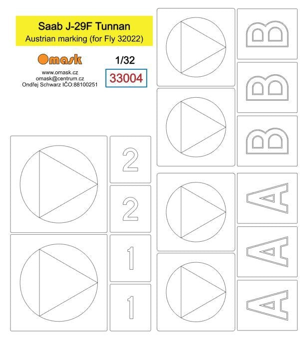 Omask 33004 Saab J-29F Tunnan marquage autrichien (pour Fly 32022) 1/32