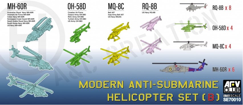 AFV Club SE70010 Coffret d'hélicoptère anti-sous-marin moderne (B) 1/700