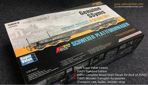 Sabre 35A05-SVP Precision Pro Edition Véritable SSyms - Chemin de fer allemand SCHWERER PLATTFORMWAGEN 6 essieux 80 tonnes 1/35