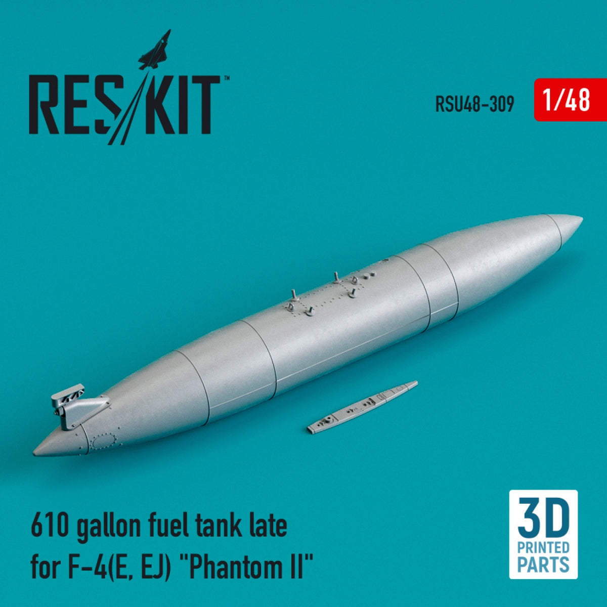 RESKIT RSU48-0309 610 GALLON FUEL TANK LATE FOR F-4(E, EJ) &amp;quot;PHANTOM II&amp;quot; (3D PRINTED) 1/48