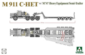 Takom 5024 M911 C-HET avec semi-remorque pour engins lourds M747, échelle 1/72  – immagine 3