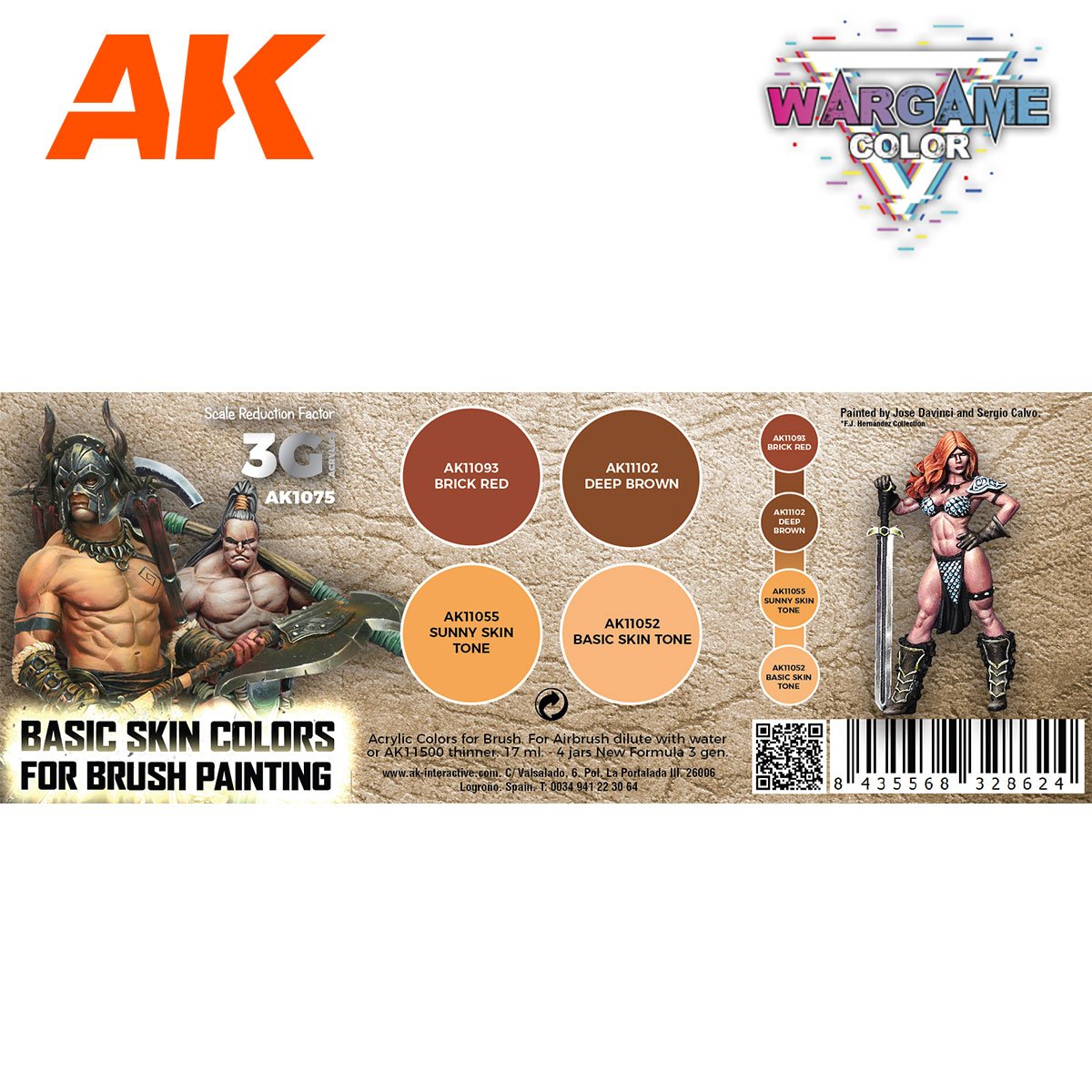 AK Interactive AK1075 WARGAME COLOR SET. COULEURS DE PEAU DE BASE. 4 x 17 ml – immagine 2