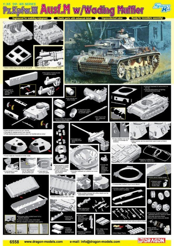 Dragon 6558 Pz.Kpfw.III Ausf.M avec silencieux de wading (1/35) – image 2