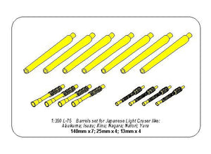 Ensemble de canons Aber 350L-75 pour croiseurs légers japonais tels que : Abukama ; Isuzu ; Kinu ; Nagara ; Natori ; Yura - 140 mm x 7, 25 mm x 4, 13 mm x 4 (1/350) – immagine 7