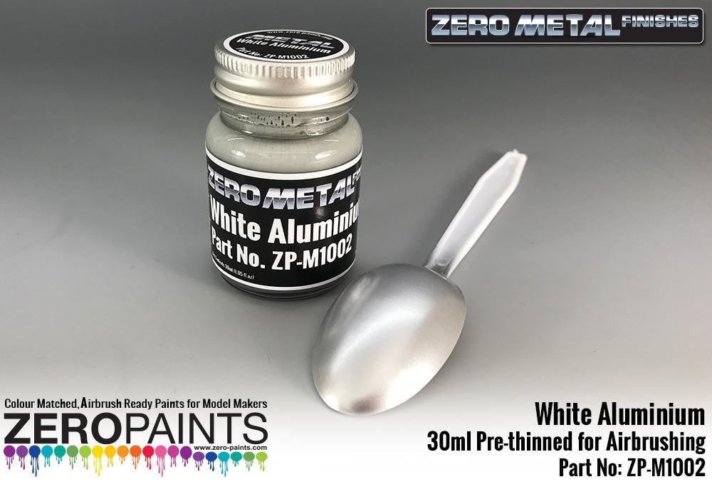 Peinture aluminium blanc Zero Paints ZP-M1002, finitions métalliques Zero, 30 ml